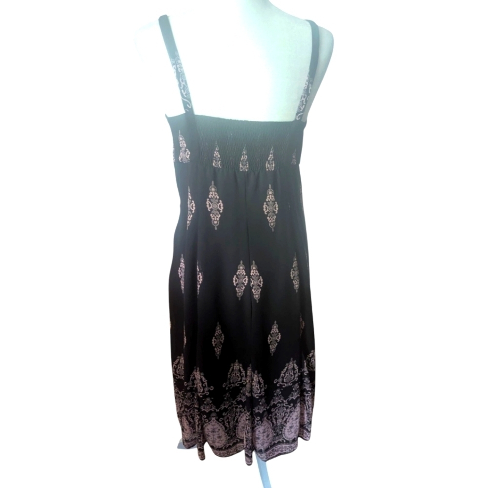 Y2k Black/ Blush Pink Print Flowy Chiffon Babydoll Fairy Slip Dress Sz 8 - Picture 3 of 13